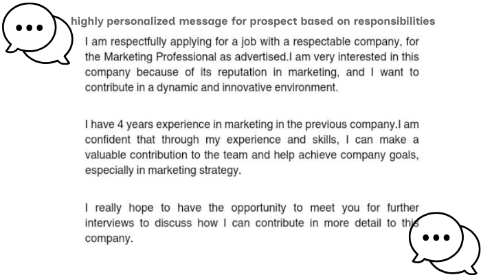 highly personalized message for prospect based on responsibilities