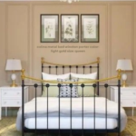 colina metal bed winston porter color: light gold size: queen